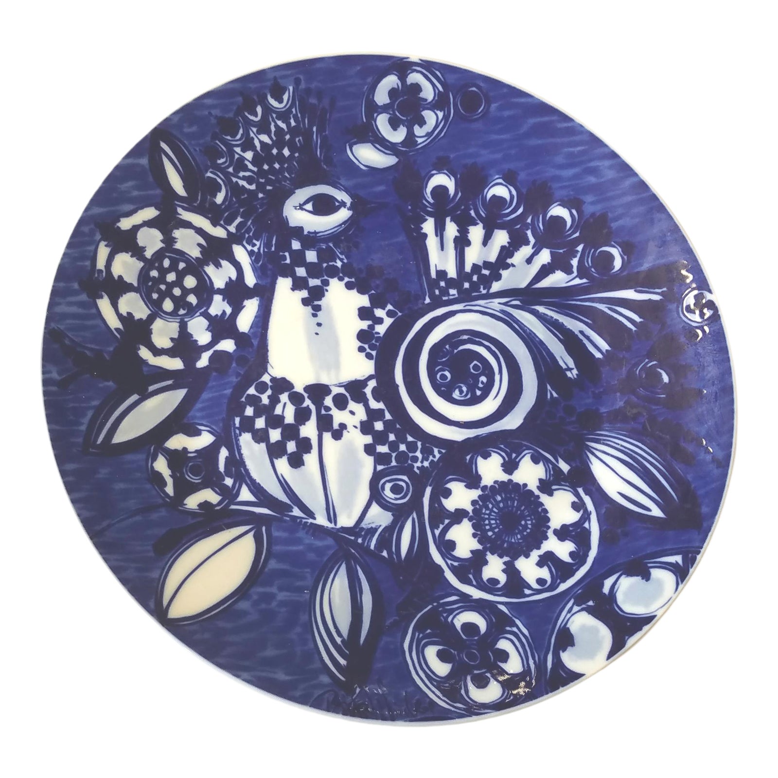 Bjorn Wiinblad for Rosenthal Mid Century Blue and White Porcelain Wall