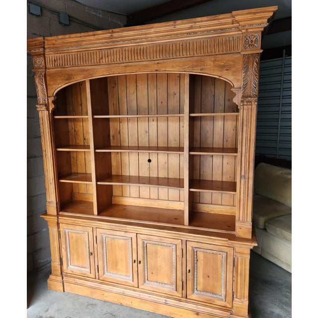 Traditional Ethan Allen Large Wooden Bookcase Wall Unit For Sale - Image 3 of 9