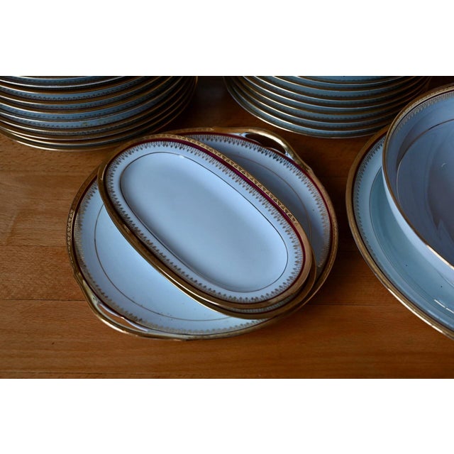 Gold and Burgundy Limoges Porcelain Dinner Service, 1950s For Sale - Image 4 of 9