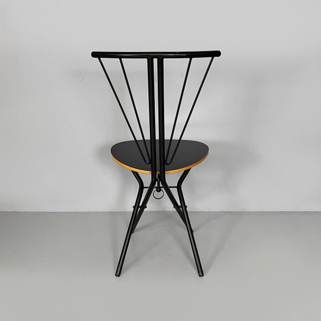 1980s Italian Modern Black Wood and Metal Folding Chair, 1980s For Sale - Image 5 of 18