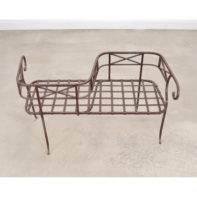 20th C. French Neoclassical Iron Tête-À-Tête Garden Bench For Sale - Image 9 of 18