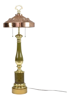 French Art Nouveau Brass & Copper Table Lamp, 1910-20s
