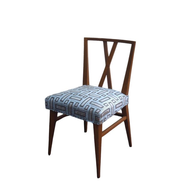 1950s Attributed to Tommi Parzinger for Charak Modern X-Back Mahogany Dining Chairs, Set of 6 For Sale In New York - Image 6 of 6