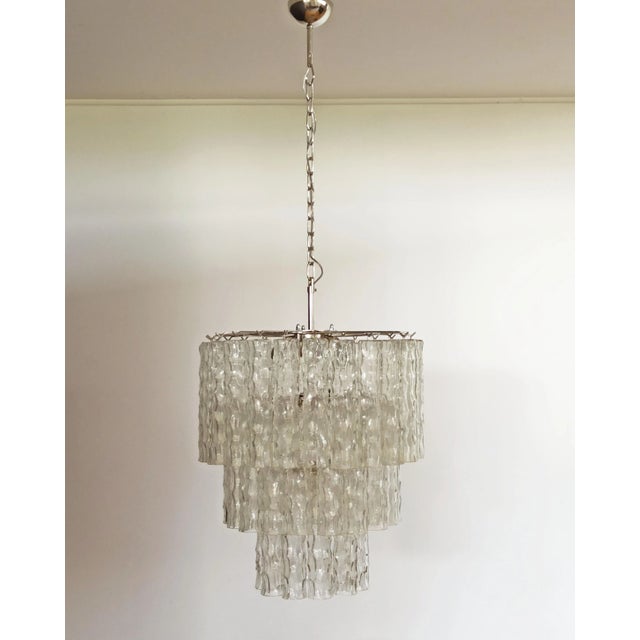 Large 3-Tier Murano Glass Tubular Chandelier, 1980s For Sale - Image 18 of 18