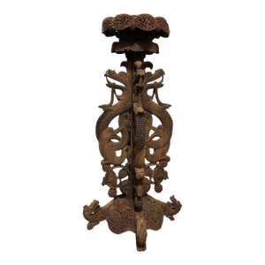 Anglo Indian Bombay Carved Serpent Wooden Blackwood Plant Stand
