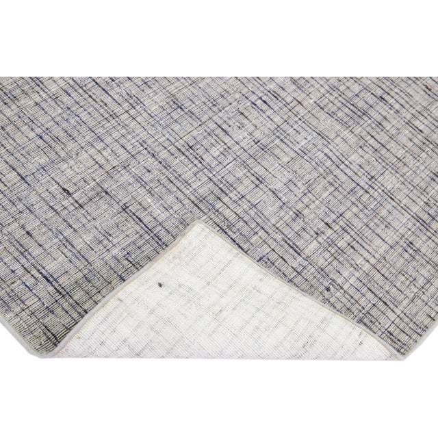 Contemporary 2010s Gray Contemporary Texture Hand Loomed Wool Rug With Strie Design For Sale - Image 3 of 7