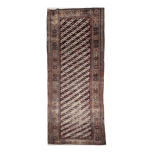 Antique Gendje Kazak Runner, Hand-Knotted Wool Pile, Caucasus, 1800s, 4' x 9' For Sale
