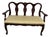 Vintage Queen Anne Style Triple-Back Walnut Settee With Stripe Satin Cushion For Sale
