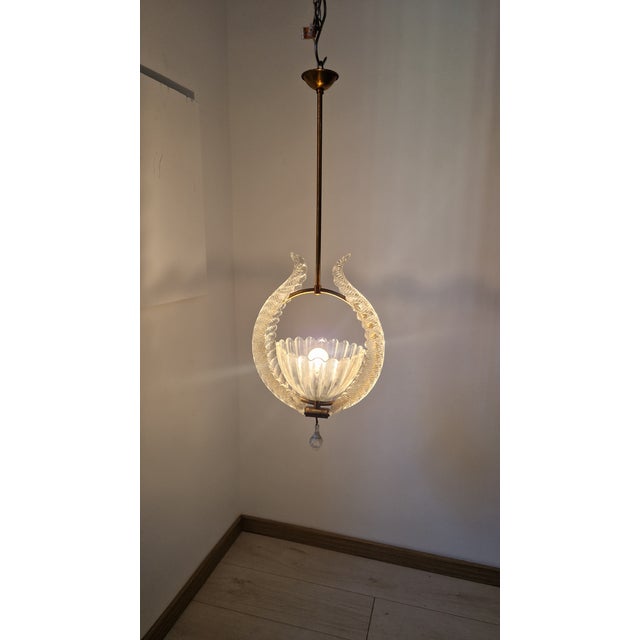 1960s Chandelier in Brass and Clear Glass by Ercole Barovier for Barovier & Toso, 1960s For Sale - Image 5 of 18