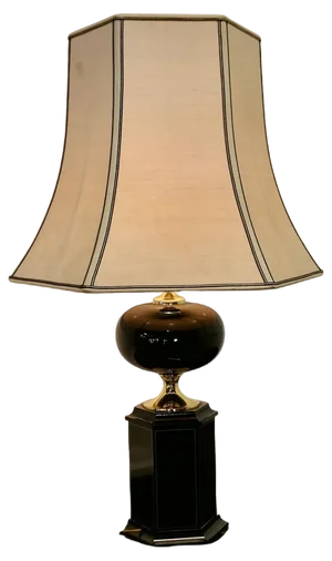 Oriental Style Black Table Lamp in Brass, 1960