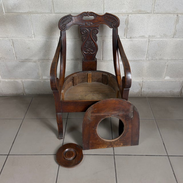 Wood Antique Carved Wooden Dressing Table Chair, 1900s For Sale - Image 7 of 13