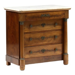 Mid 20th Century Napoleon III Style Diminutive Marble Top Commode For Sale