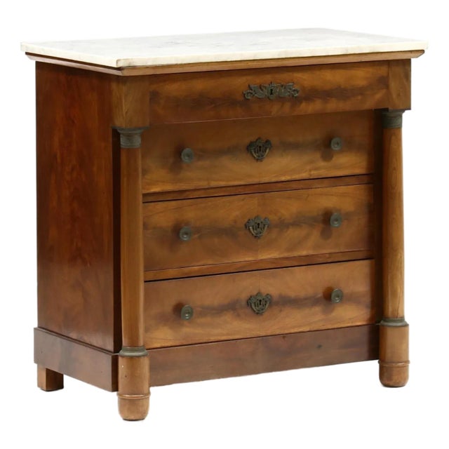 Mid 20th Century Napoleon III Style Diminutive Marble Top Commode For Sale