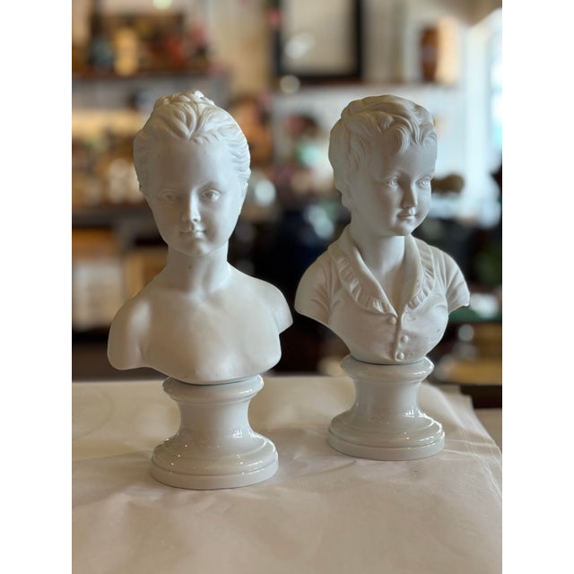 Set of 2 Japanese Made, Hand Painted Porcelain Mini Busts For Sale - Image 9 of 12