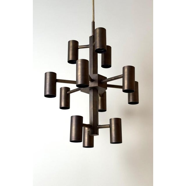 Twelve-Light Brass Chandelier by Gotthold Schönwandt, Germany, 1960s For Sale - Image 6 of 18