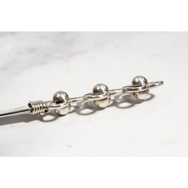 1940s Handmade Vintage Sterling Silver 925 Luxury Desk Letter Opener Sculptural Openwork Floral Handle For Sale - Image 5 of 10