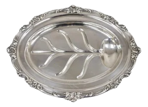 Vintage Gorham Yc1620 Oval Silver Plated Meat Cutlery Serving Platter Tray