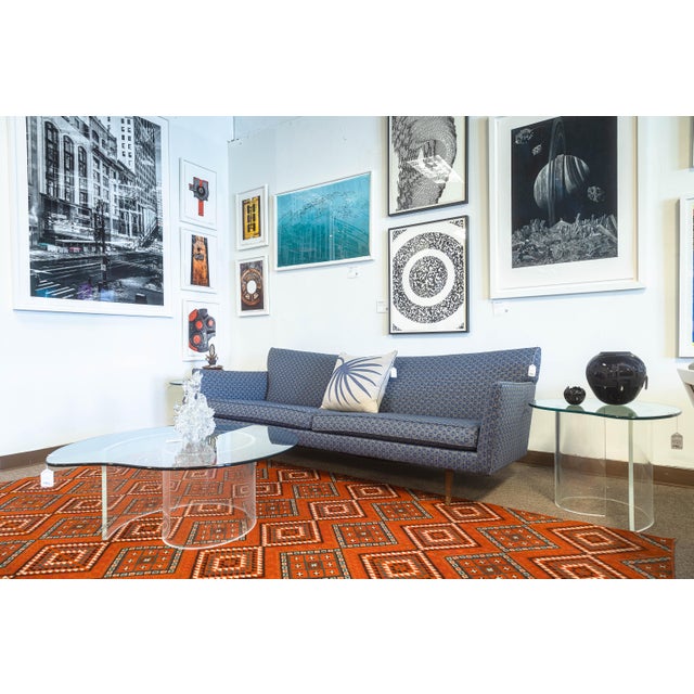 Mid-Century Modern Vintage Paul McCobb Pagoda Blue Fabric Mid Century Modern Sofa For Sale - Image 3 of 8