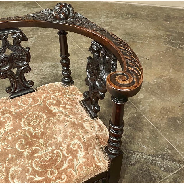 Antique 19th Century Italian Renaissance Revival Corner Armchair For Sale - Image 15 of 16