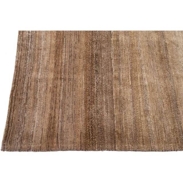Modern Handmade Lori Persian Wool Rug With a Brown Solid Motif For Sale - Image 4 of 10