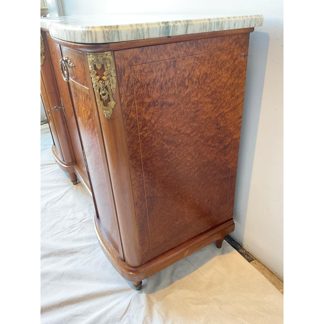 Brown 1920s French Burlwood Marble Top Sideboard For Sale - Image 8 of 12
