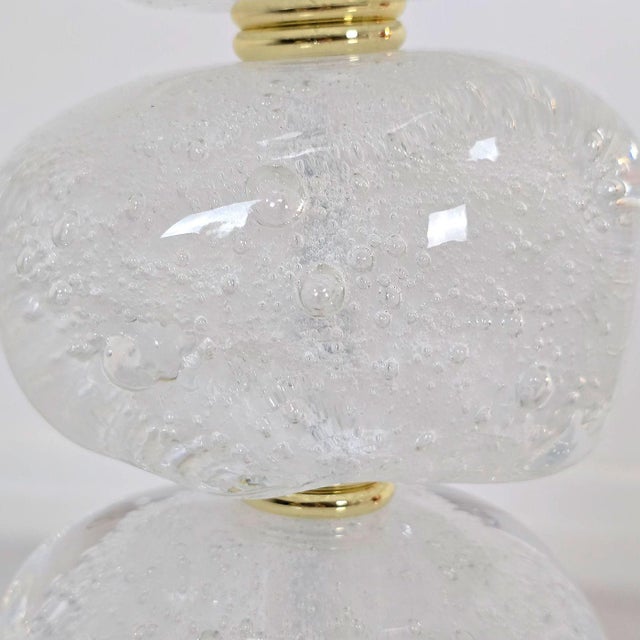 1990s Pair of Pebble Murano Glass Table Lamps, Mid Century For Sale - Image 11 of 12