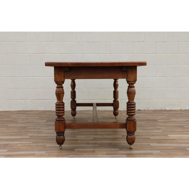 Antique French Provincial Dining Table by Camard | Solid Walnut Farmhouse Table | Made in France, 1940s For Sale - Image 10 of 18