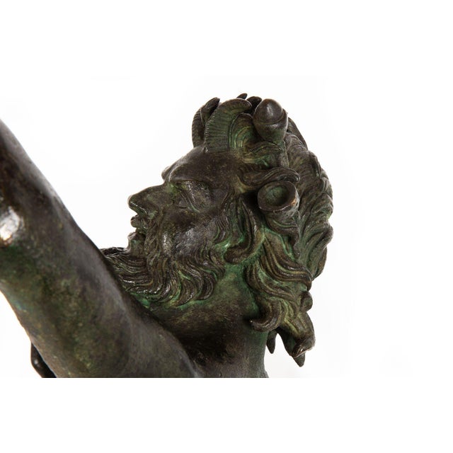 Green Antique Grand Tour Italian Bronze Sculpture of Dancing Faun of Pompeii For Sale - Image 8 of 18