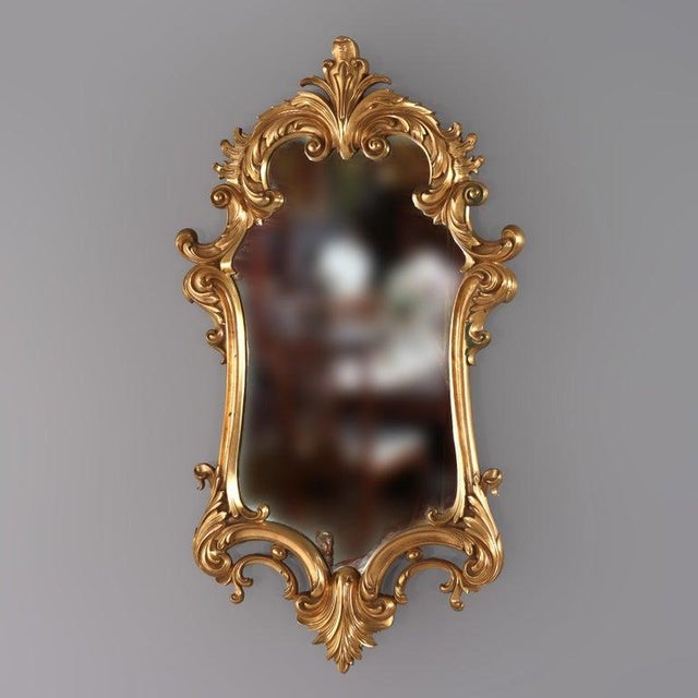 French Antique French Louis XIV Style Gilt Bronze Foliate Hourglass Form Mirror C1930 For Sale - Image 3 of 10