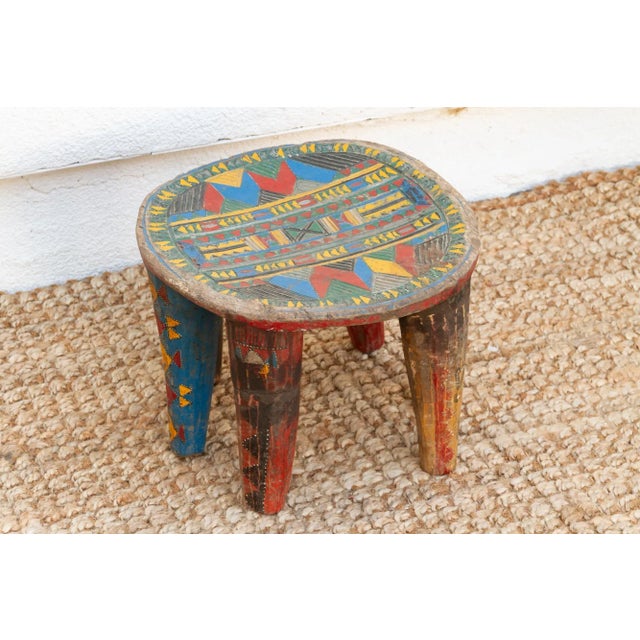 Wood Antique Tribal Motif Nupe Stool For Sale - Image 7 of 9