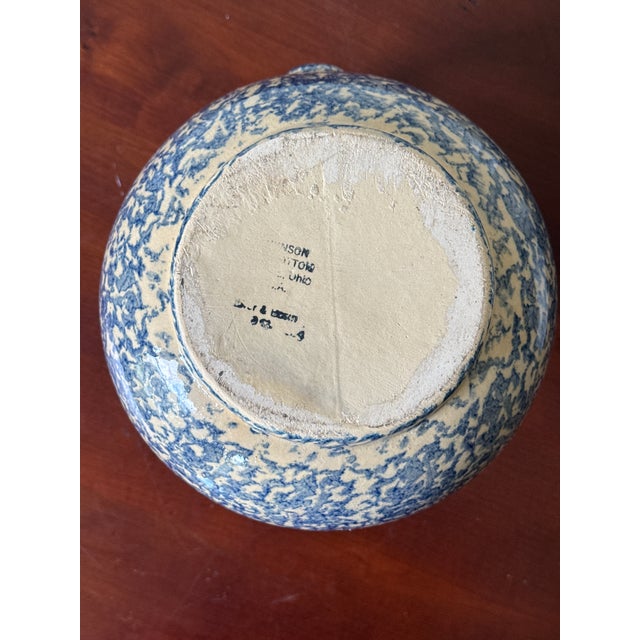 Vintage Blue and White Spongeware Pitcher For Sale In Washington DC - Image 6 of 7