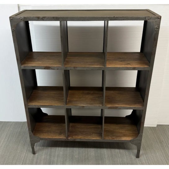 Design Plus Gallery presents a Restoration Hardware Industrial Metal Bookshelf. This open shelving unit has a metal frame...