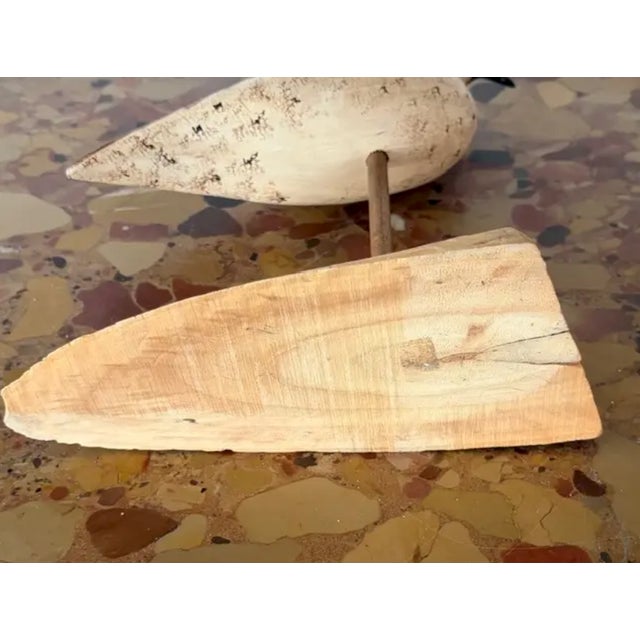 Wood Vintage Hand Carved and Painted Wooden Shorebird, Folk Art For Sale - Image 7 of 7