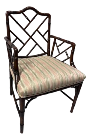 Chinese Style Chippendale Vintage Faux Bamboo Armchair