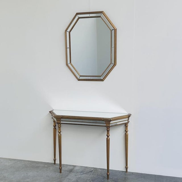 Mirrored Console Table and Matching Octagonal Mirror from Deknudt, Belgium, 1980s, Set of 2 For Sale - Image 12 of 12