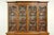 Early 20th Century Georgian Style Mahogany Satinwood Inlay Breakfront Bookcase Bubble Glass Cabinet For Sale - Image 4 of 10