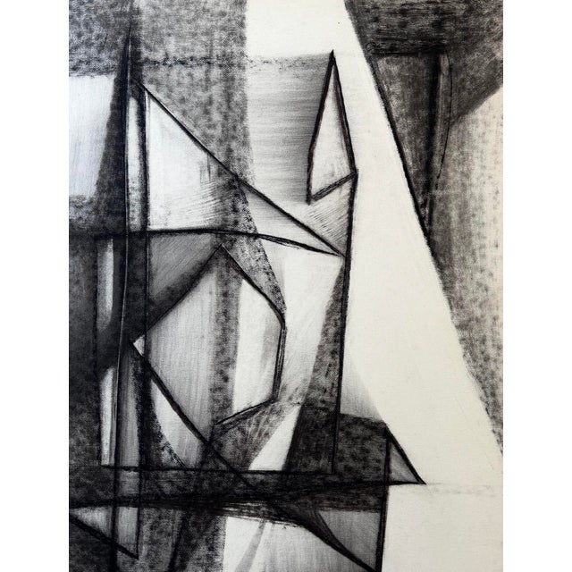 Silvin Bronkart (Sylvain Bronckaert, 1915-1967) – Untitled (circa 1953) – Large Geometric Charcoal Abstract Composition...
