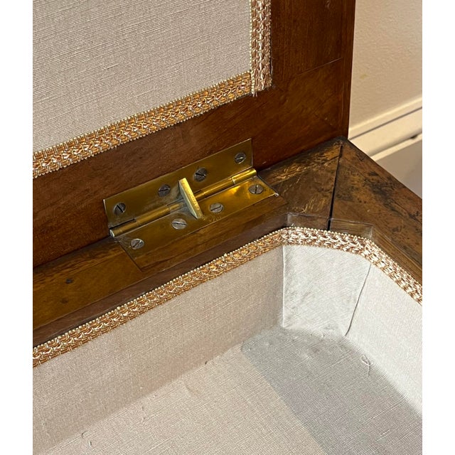 Late 19th Century Antique English Tufted Storage Bench on Fluted Legs With Casters For Sale - Image 5 of 8