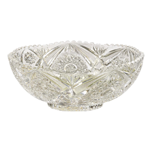 Antique American Brilliant Cut Crystal Bowl Hobstar Starburst 9”