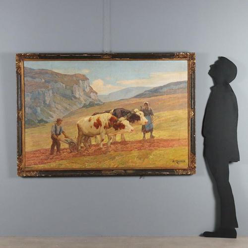 Oil on canvas. Signed lower right. On the back is a cartouche from the Société des Beaux-Arts de Lyon with the title of...