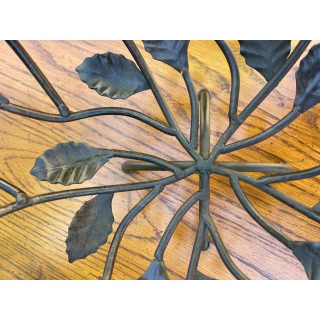 Coffee Vintage Brutalist Hand Forged Metal Leaf Centerpiece Bowl Sculpture For Sale - Image 8 of 11