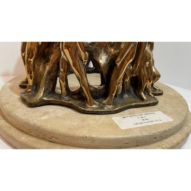 Late 20th Century Signed Marshak 4/20 "Boy Meets Girl" Figural Bronze Sculpture For Sale - Image 9 of 11