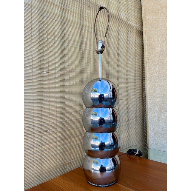 Mid-Century Modern Mid Century Modern Chrome Stacked Ball Table Lamp in the Kovacs's Style. Circa 1970s For Sale - Image 3 of 15