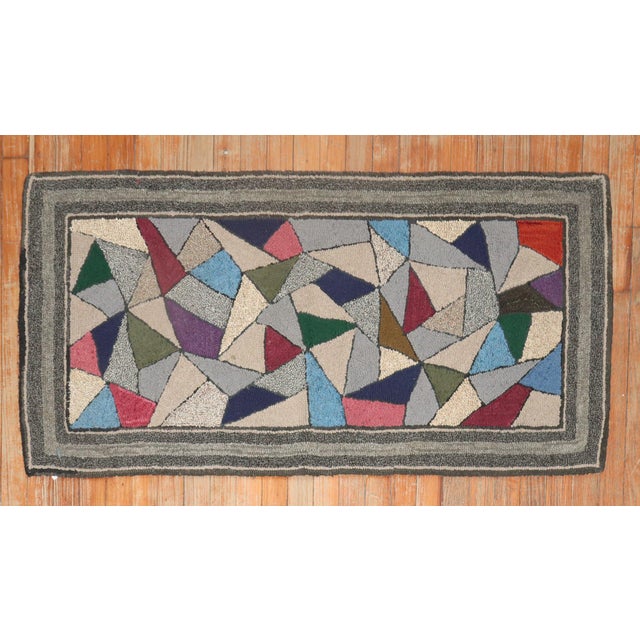 American American Stained Glass Hooked Throw Rug For Sale - Image 3 of 18