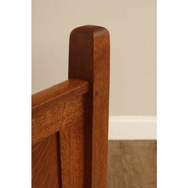 Stickley Mission Style Oak and Leather Queen Bed For Sale - Image 11 of 18