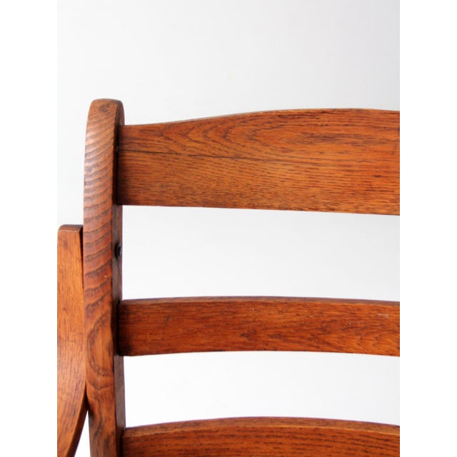 Early 20th Century Antique Oak Campaign Folding Chair For Sale - Image 5 of 18