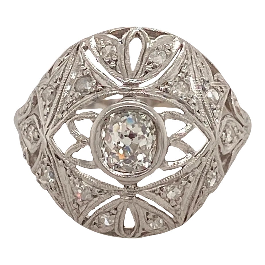 1910s Platinum and Diamond Edwardian Period Ring Chairish