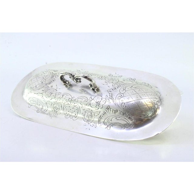 Silver Soap Dish with Engravings and Monogram Cards, in Very Good conditions. Designed 1890 to 1919 This piece has an...