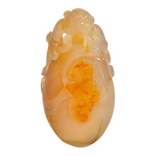 Agate Foo Dog Hand Held Charm For Sale