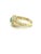Contemporary 18K Solid Gold Oval Cut Natural Emerald Ring in Textured Ribbed Gold & Diamond H, Size 5.5 For Sale - Image 3 of 7